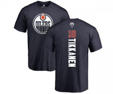 NHL Adidas Edmonton Oilers #10 Esa Tikkanen Navy Blue Backer T-Shirt