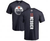 NHL Adidas Edmonton Oilers #11 Mark Messier Navy Blue Backer T-Shirt