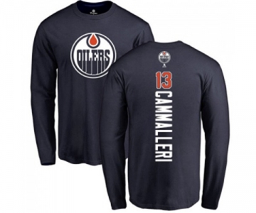 NHL Adidas Edmonton Oilers #13 Mike Cammalleri Navy Blue Backer Long Sleeve T-Shirt