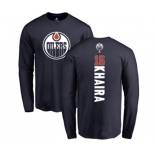 NHL Adidas Edmonton Oilers #16 Jujhar Khaira Navy Blue Backer Long Sleeve T-Shirt