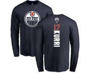 NHL Adidas Edmonton Oilers #17 Jari Kurri Navy Blue Backer Long Sleeve T-Shirt