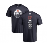 NHL Adidas Edmonton Oilers #17 Jari Kurri Navy Blue Backer T-Shirt