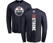 NHL Adidas Edmonton Oilers #18 Ryan Strome Navy Blue Backer Long Sleeve T-Shirt