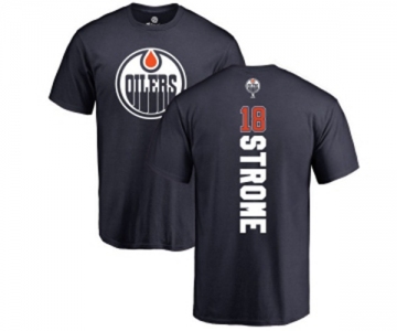 NHL Adidas Edmonton Oilers #18 Ryan Strome Navy Blue Backer T-Shirt