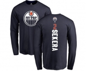 NHL Adidas Edmonton Oilers #2 Andrej Sekera Navy Blue Backer Long Sleeve T-Shirt