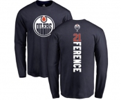 NHL Adidas Edmonton Oilers #21 Andrew Ference Navy Blue Backer Long Sleeve T-Shirt