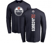 NHL Adidas Edmonton Oilers #22 Jean-Francois Jacques Navy Blue Backer Long Sleeve T-Shirt