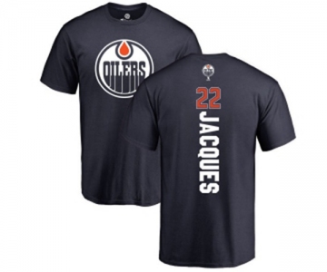 NHL Adidas Edmonton Oilers #22 Jean-Francois Jacques Navy Blue Backer T-Shirt