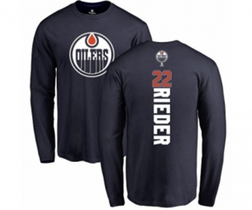 NHL Adidas Edmonton Oilers #22 Tobias Rieder Navy Blue Backer Long Sleeve T-Shirt