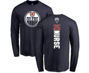 NHL Adidas Edmonton Oilers #25 Darnell Nurse Navy Blue Backer Long Sleeve T-Shirt