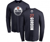 NHL Adidas Edmonton Oilers #27 Boyd Gordon Navy Blue Backer Long Sleeve T-Shirt