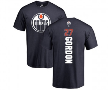 NHL Adidas Edmonton Oilers #27 Boyd Gordon Navy Blue Backer T-Shirt