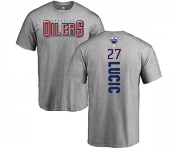 NHL Adidas Edmonton Oilers #27 Milan Lucic Ash Backer T-Shirt