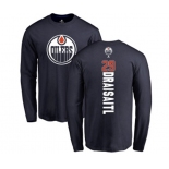 NHL Adidas Edmonton Oilers #29 Leon Draisaitl Navy Blue Backer Long Sleeve T-Shirt