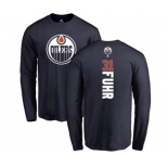 NHL Adidas Edmonton Oilers #31 Grant Fuhr Navy Blue Backer Long Sleeve T-Shirt