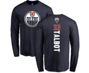 NHL Adidas Edmonton Oilers #33 Cam Talbot Navy Blue Backer Long Sleeve T-Shirt