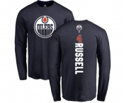 NHL Adidas Edmonton Oilers #4 Kris Russell Navy Blue Backer Long Sleeve T-Shirt