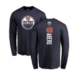 NHL Adidas Edmonton Oilers #46 Pontus Aberg Navy Blue Backer Long Sleeve T-Shirt