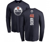 NHL Adidas Edmonton Oilers #46 Pontus Aberg Navy Blue Backer Long Sleeve T-Shirt