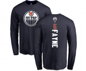 NHL Adidas Edmonton Oilers #5 Mark Fayne Navy Blue Backer Long Sleeve T-Shirt