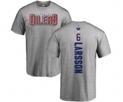 NHL Adidas Edmonton Oilers #6 Adam Larsson Ash Backer T-Shirt