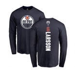 NHL Adidas Edmonton Oilers #6 Adam Larsson Navy Blue Backer Long Sleeve T-Shirt