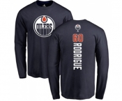 NHL Adidas Edmonton Oilers #60 Olivier Rodrigue Navy Blue Backer Long Sleeve T-Shirt