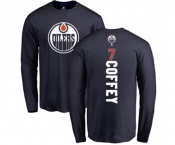 NHL Adidas Edmonton Oilers #7 Paul Coffey Navy Blue Backer Long Sleeve T-Shirt