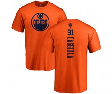 NHL Adidas Edmonton Oilers #91 Drake Caggiula Orange One Color Backer T-Shirt