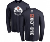 NHL Adidas Edmonton Oilers #93 Ryan Nugent-Hopkins Navy Blue Backer Long Sleeve T-Shirt