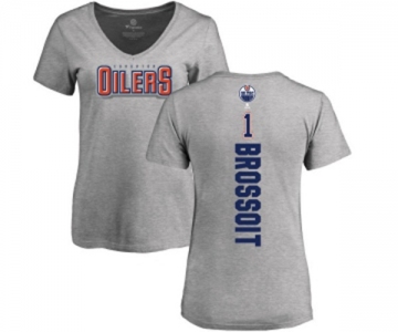 NHL Women Adidas Edmonton Oilers #1 Laurent Brossoit Ash Backer T-Shirt