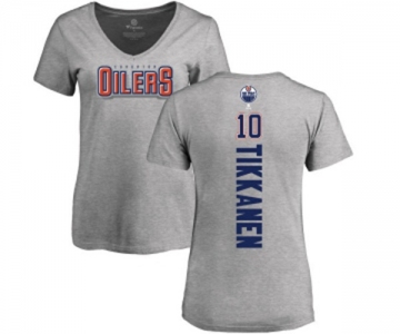 NHL Women Adidas Edmonton Oilers #10 Esa Tikkanen Ash Backer T-Shirt