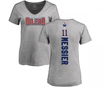 NHL Women Adidas Edmonton Oilers #11 Mark Messier Ash Backer T-Shirt