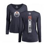 NHL Women Adidas Edmonton Oilers #13 Mike Cammalleri Navy Blue Backer Slim Fit Long Sleeve T-Shirt