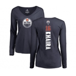 NHL Women Adidas Edmonton Oilers #16 Jujhar Khaira Navy Blue Backer Slim Fit Long Sleeve T-Shirt