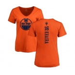 NHL Women Adidas Edmonton Oilers #16 Jujhar Khaira Orange One Color Backer Slim Fit V-Neck T-Shirt