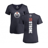 NHL Women Adidas Edmonton Oilers #18 Ryan Strome Navy Blue Backer Slim Fit V-Neck T-Shirt