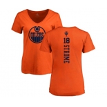 NHL Women Adidas Edmonton Oilers #18 Ryan Strome Orange One Color Backer Slim Fit V-Neck T-Shirt