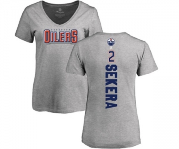 NHL Women Adidas Edmonton Oilers #2 Andrej Sekera Ash Backer T-Shirt