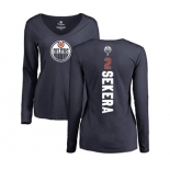 NHL Women Adidas Edmonton Oilers #2 Andrej Sekera Navy Blue Backer Slim Fit Long Sleeve T-Shirt