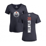 NHL Women Adidas Edmonton Oilers #20 Ryan Stanton Navy Blue Backer Slim Fit V-Neck T-Shirt