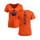 NHL Women Adidas Edmonton Oilers #20 Ryan Stanton Orange One Color Backer Slim Fit V-Neck T-Shirt