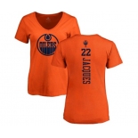 NHL Women Adidas Edmonton Oilers #22 Jean-Francois Jacques Orange One Color Backer Slim Fit V-Neck T-Shirt