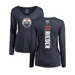 NHL Women Adidas Edmonton Oilers #22 Tobias Rieder Navy Blue Backer Slim Fit Long Sleeve T-Shirt