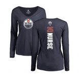 NHL Women Adidas Edmonton Oilers #25 Darnell Nurse Navy Blue Backer Slim Fit Long Sleeve T-Shirt