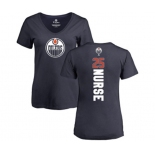 NHL Women Adidas Edmonton Oilers #25 Darnell Nurse Navy Blue Backer Slim Fit V-Neck T-Shirt