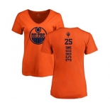 NHL Women Adidas Edmonton Oilers #25 Darnell Nurse Orange One Color Backer Slim Fit V-Neck T-Shirt