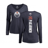 NHL Women Adidas Edmonton Oilers #26 Iiro Pakarinen Navy Blue Backer Slim Fit Long Sleeve T-Shirt