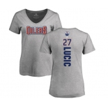 NHL Women Adidas Edmonton Oilers #27 Milan Lucic Ash Backer T-Shirt