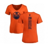 NHL Women Adidas Edmonton Oilers #28 Kyle Brodziak Orange One Color Backer Slim Fit V-Neck T-Shirt